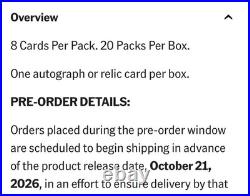 2026 Topps Heritage Football Hobby Box New Sealed PRESALE Ships 10/21/2026