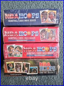 (4)hoops Basketball Factory Sealed Box Lot-1990-91 Series 1,2 & 1991-92 Series 1
