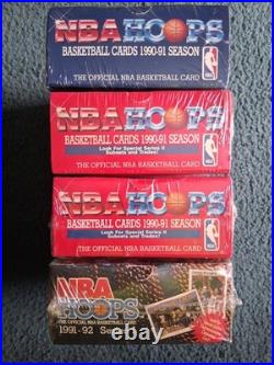 (4)hoops Basketball Factory Sealed Box Lot-1990-91 Series 1,2 & 1991-92 Series 1