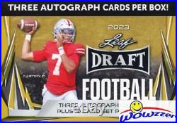 (6) 2023 Leaf Draft Football GOLD EXCLUSIVE Factory Sealed Blaster Box-18 AUTOS