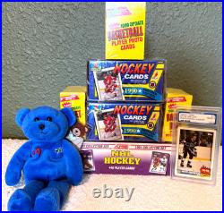 90s Sports Wax Lot! (6) Sealed Boxes Fleer, Bowman & Score + Gretzky Bear & Card