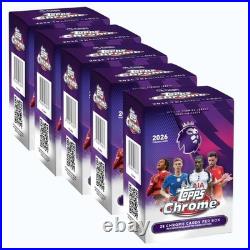 (LOT OF 5) 2026 Topps Premier League Chrome Value Box Factory Sealed PACK 5