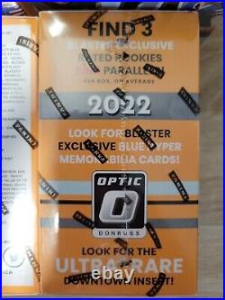 Lot (2) 2022 Panini NFL Donruss Optic Football Trading Card Blaster Box SEALED
