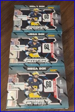 Lot of 3 2024 Panini Prizm Football Draft Picks Mega Box New Factory Sealed