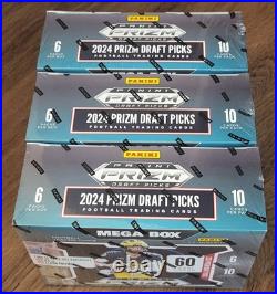 Lot of 3 2024 Panini Prizm Football Draft Picks Mega Box New Factory Sealed