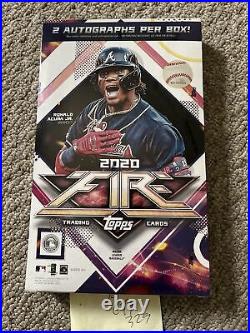 New 2020 Topps Fire Baseball MLB 20 Pack Hobby Box 2 Autographs Per Box Sealed