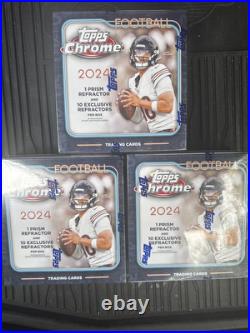 New Sealed 2024 Topps Chrome NFL Mega Boxes Lot Of Three (3) FREE SHIPPING