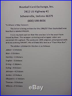 Original 1986 Fleer Basketball Complete 36 Pack Wax Box Bbce Sealed Jordan #57