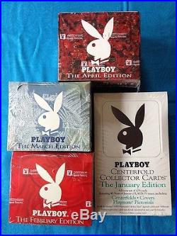 Playboy Centerfold Collector Cards Boxes January April (4) Factory sealed