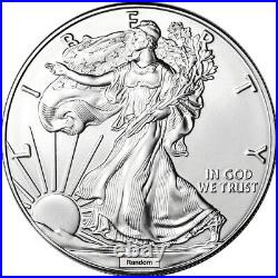 Random Date American Silver Eagle 1 oz $1 500 BU Coins in Sealed Monster Box