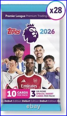 Topps Premier League 2026 Debut Full Box 28 Packs 280 Cards Inserts