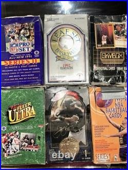 VINTAGE Sports Card Box Lot Sealed 1991-1996 NBA NFL MLB Skybox Leaf Ultra